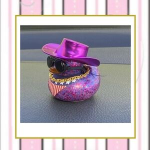 Rubber Duck Car Dashboard Decoration (1 pcs - glitter purple / hat)